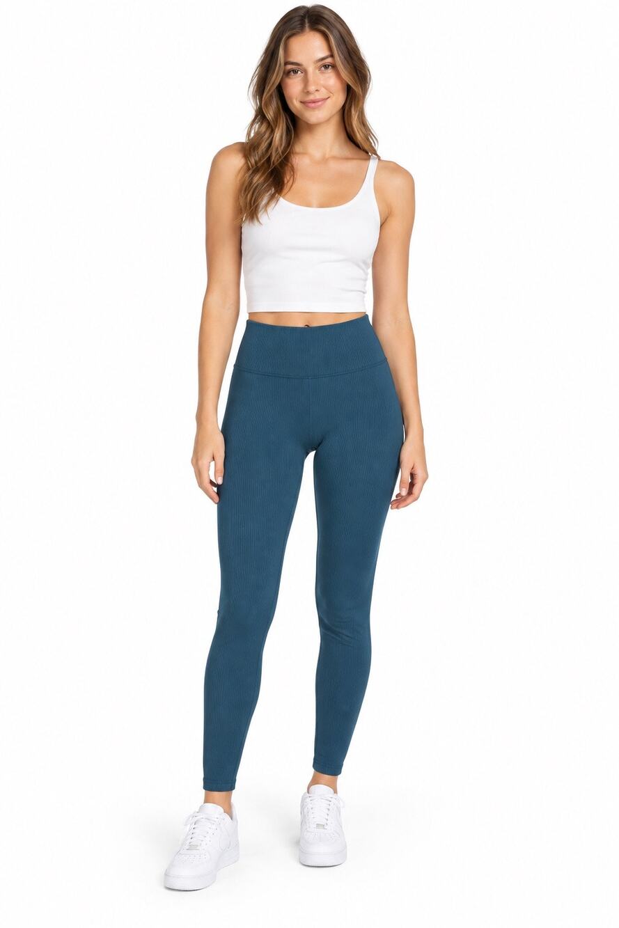 Abercrombie & Fitch Women’s Ribbed Leggings Size Small Teal High Rise